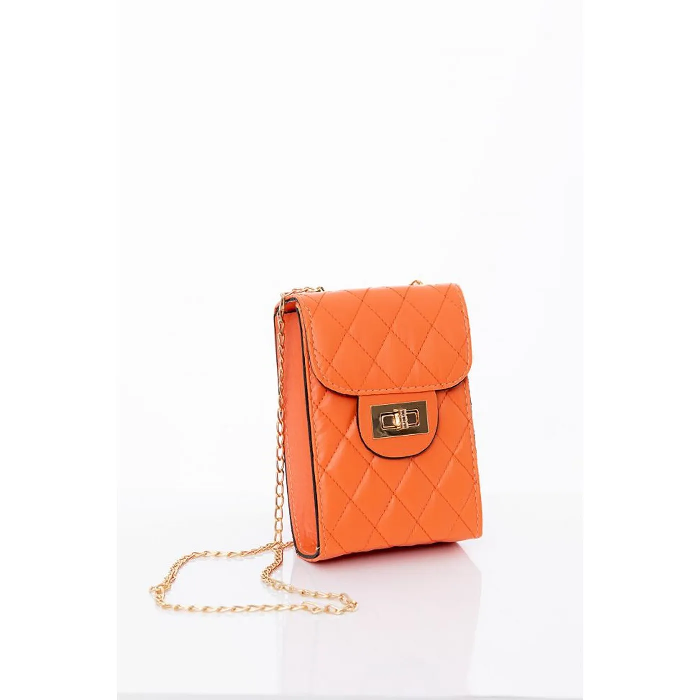 Rust Chain Strap Quilted Bag