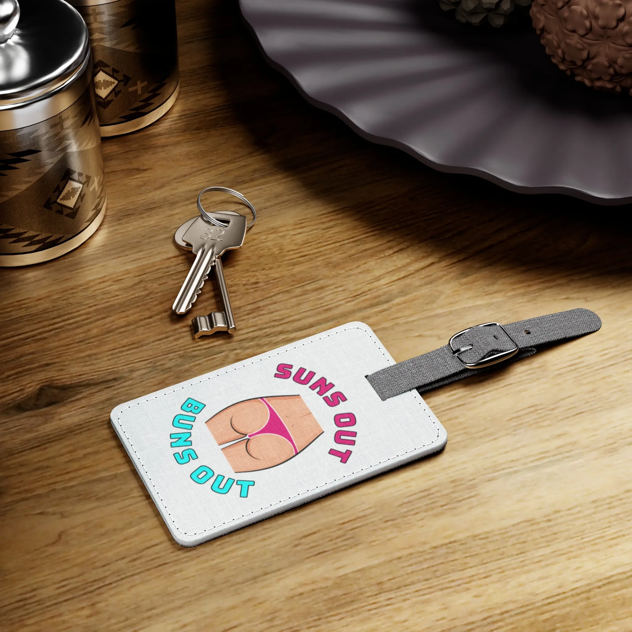 Suns Out Buns OutSaffiano Polyester Luggage Tag, Rectangle